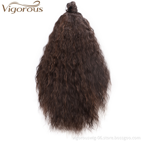 Vigorous 26 Inch Afro Kinky Hair Wigs for Black Women Brown Color Synthetic Heat Resistant Fiber African American Wigs